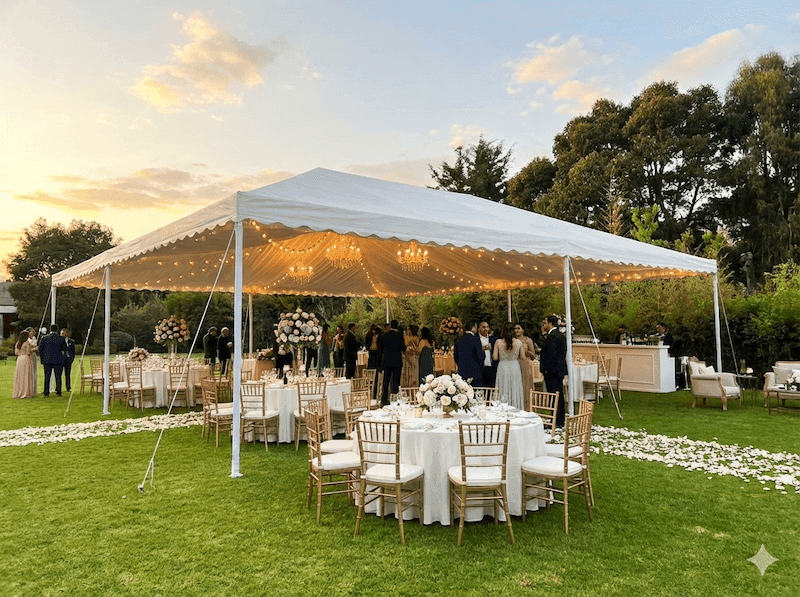 Carpa para eventos al aire libre, montaje elegante